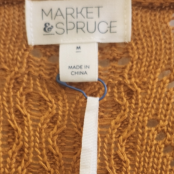 Market & Spruce Open Knit Cardigan New With Tag Terracotta Color Medium Size - Picture 4 of 8